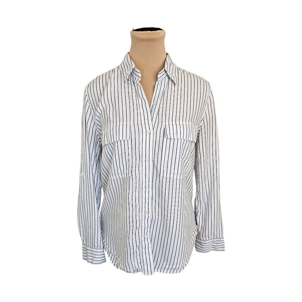 Babaton Striped Collared Button Up Long Sleeve Top Sz XXS